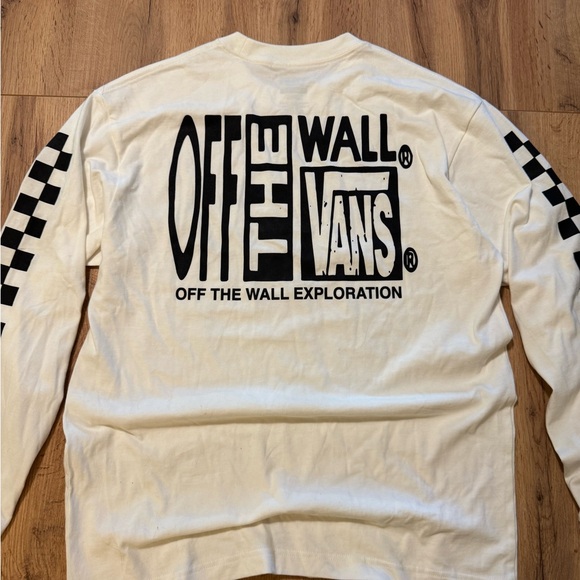 Unisex Vans White and Black Checkered Long Sleeve Shirt - Picture 7 of 8